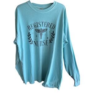 REGISTERED NURSE turquoise comfort colors men’s long sleeve tee sz XL